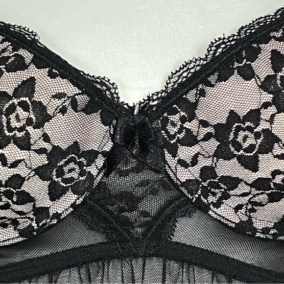 Y2K Black Sheer Babydoll Chemise Push Up Slip Dress. Small. Coquette, Whimsigoth - Picture 10 of 11